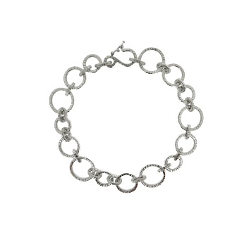 Silver Hammered Circle Bracelet 7.5″